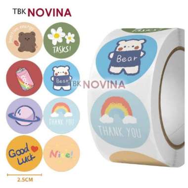 [STIKER CUTE 10 pcs ] STIKER THANK YOU CUTE LUCU / STIKER LABEL SEGEL 2.5cm KODE 198