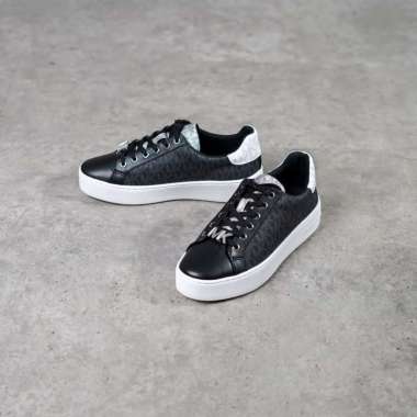 Sepatu MICHAEL KORS MK MONOGRAM BLACK SILVER BUCKLE SNEAKER 100% ORIGINAL 40