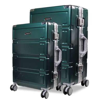 Koper Hardcase Aluminum Polo City No Zipper SET Size 20 dan 24 Inch - 7002 Green