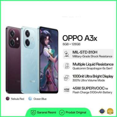 Oppo a3x Ram 6/128 45W SUPERVOOC Smartphone Garansi Oppo indonesia red