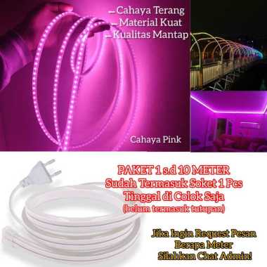 Paket Lampu Selang LED Neon Flex 220V Panjang 1 s.d 10 Meter (bisa request) Lengkap Tinggal Colok SO