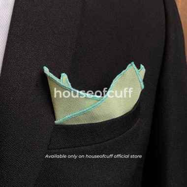 Houseofcuff pocket square handkerchief sapu tangan LINEN sage green list mint hijau 25x25
