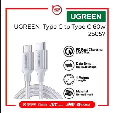 UGREEN 25057 Cable Type C to Type C 60w Fast Charging White