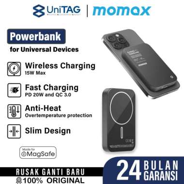 Powerbank Wireless Magsafe Fast Charging Type C MOMAX Slim Powerbank Magnetic 20000mAh 10000mAh 5000
