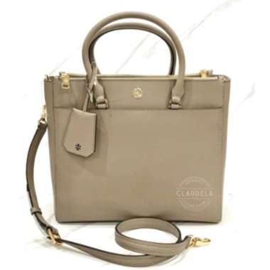 Tory Burch Robinson Double Zip Tote in Grey Heron