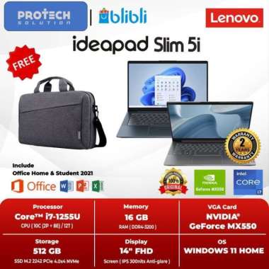 LENOVO IDEAPAD SLIM 5i 14IAL7 CORE i7-1255U 16GB 512GB MX550 W11+OHS