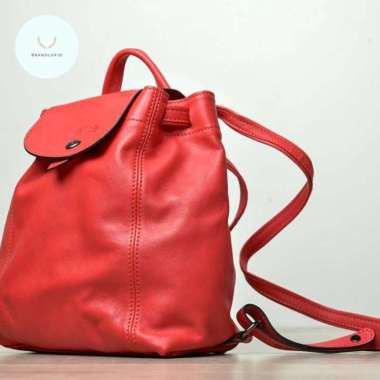 Longchamp Cuir BP Rouge/Red Backpack Small