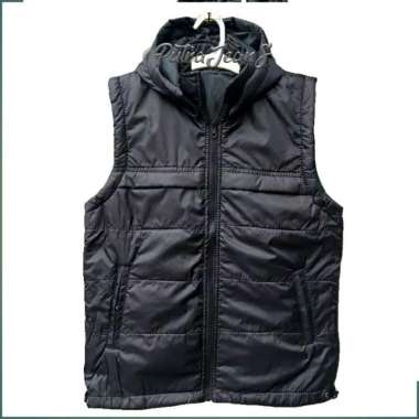 Rompi Parasut Hitam Vest Polos Pria Jaket Rompi Motor Anti Air Nevy Hitam M