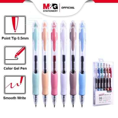 M&G Retro Color Gel Pen 6 Colors 0.5mm 6 Colors in 1