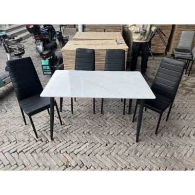 Meja Makan 4 Seater Minimalis Granite Top Table Ekonomis