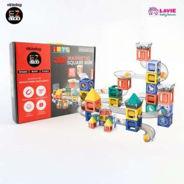 Okiedog EZLINK Magnetic Square Run - Mainan Magnet Edukasi anak (STEM) 52pcs