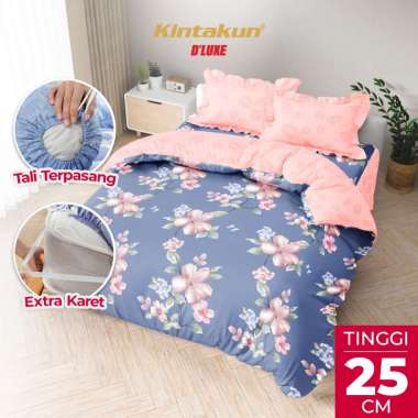 Kintakun Bedcover Set Rumbai 160 x 200 DLUXE Aesthetic Microtex Tinggi 25 cm B2 + Bantal Love - Mult