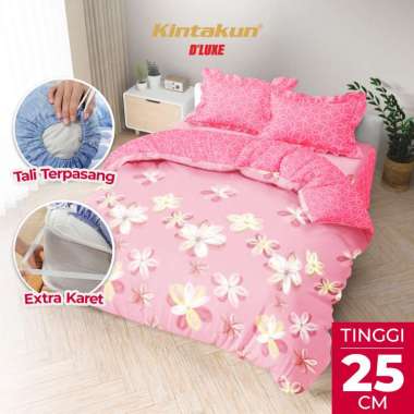 Kintakun Bedcover Set Rumbai 160 x 200 DLUXE Aesthetic Microtex Tinggi 25 cm B2 + Bantal Love - Mult