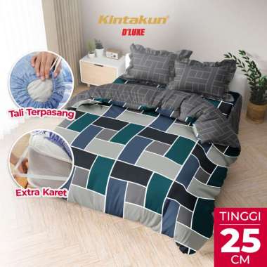 Kintakun Bedcover Set Rumbai 160 x 200 DLUXE Aesthetic Microtex Tinggi 25 cm B2 + Bantal Love - Mult