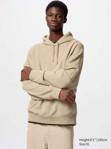 UNIQLO Jaket Pullover Sweat Hoodie pria Beige S