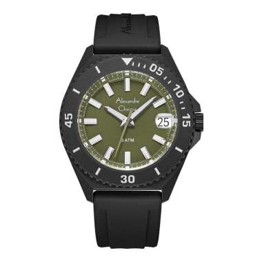 Jam Tangan Pria Alexandre Christie AC 8693 MD RIPGNBA Men Green Dial Black Rubber Strap Multicolor