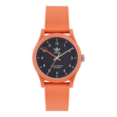 Jam Tangan Unisex Adidas Project One AOST22560 Black Dial Orange Rubber Strap Multicolor