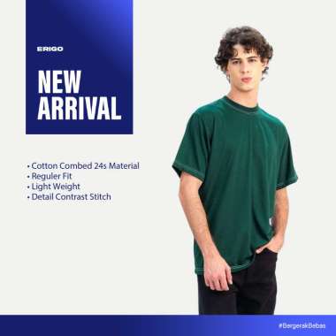 Erigo T-Shirt Contrast Stitch Vairo Emerald - Kaos Unisex XL