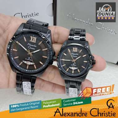 JAM TANGAN COUPLE ORIGINAL ALEXANDRE CHRISTIE 8659 AC8659 AC 8659 BLACK DIAL ROSE GOLD ALEXANDRE CHR