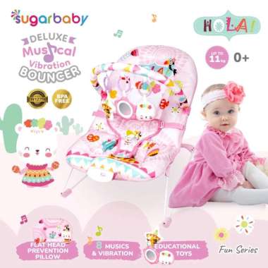 Sugar Baby New Deluxe Musical Vibration Bouncer Hola Pink