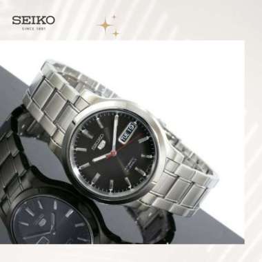 Seiko 5 Automatic 21 Jewels Original SNK795K1 38mm Jam Tangan Pria Black Silver