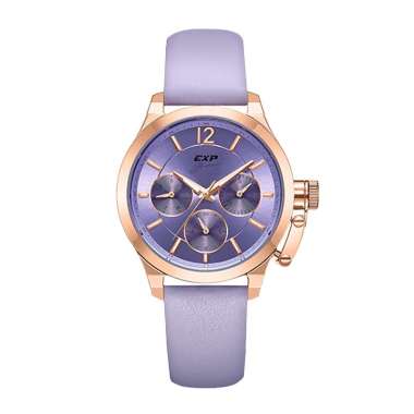 Jam Tangan Wanita Expedition EXP Glamour EX 6381 BFLRGPU Purple Dial Purple Leather Strap