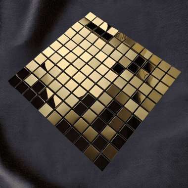 Wall Panel Mozaik Tile Kaca 3D Dekoratif 30x30cm untuk Dekorasi Dinding Interior Stain Gold