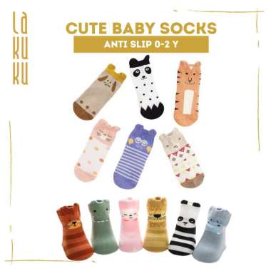 Kaos Kaki Anak Bayi - Kaus kaki Panjang Baby Socks animal cotton anti slip Green Dino