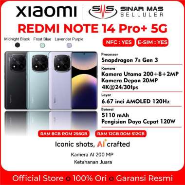 Xiaomi Redmi Note 14 Pro+ 5G (8/256 | 12/512GB) Garansi Resmi RAM 8 ROM 256GB Frost Blue