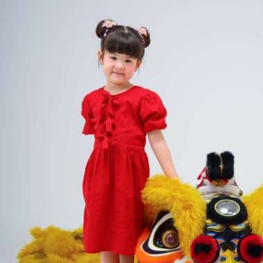 Little X eight Girl Li Wei Dress - Dress Merah Anak Perempuan - Family Collection Mom & Me - Imlek C