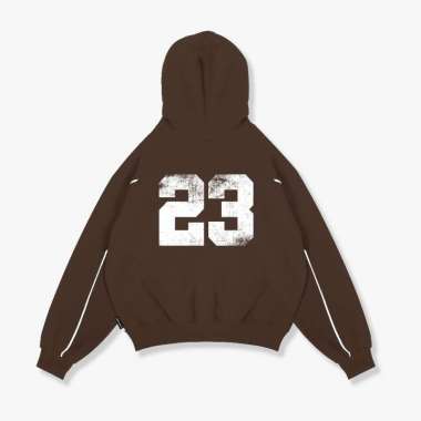 OOTDSUPPLY Hoodie Boxyfit List Iconic 23 Black & Dark Brown | Hoodie Boxy fit | HDBXV2003 Dark Brown