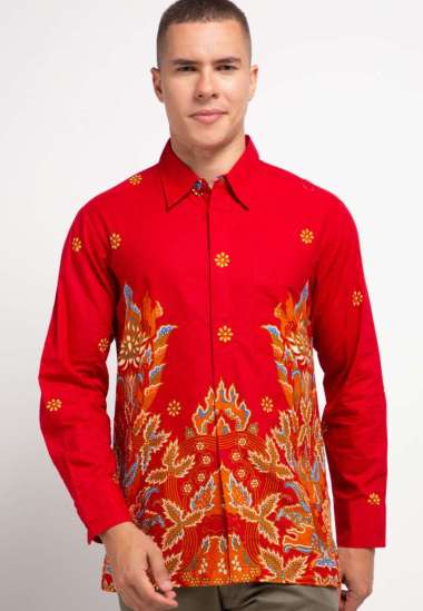 Arjuna Weda Kemeja Body Fit Batik Sawat Sayap 58015017 - Merah