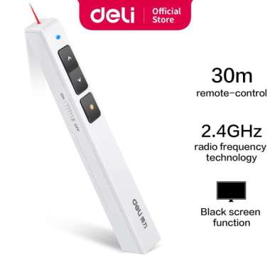 Deli Laser Pointer + Presenter Wireless USB Pen Laser Jarak 30M 2802 Putih