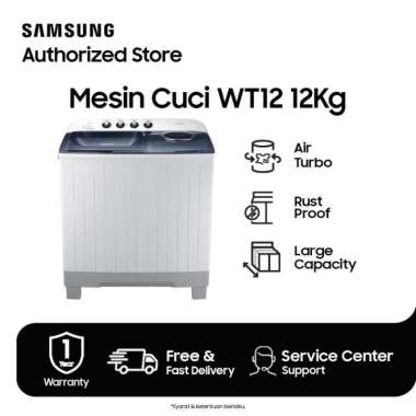 Samsung Mesin Cuci Twin Tub 12Kg Washer | Dynamic Pulsator | EZ Wash Tray | WT12J4200MB/SE