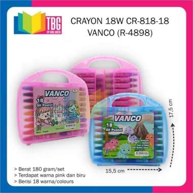 1 SET CRAYON 18W CR-818-18 VANCO / OIL PASTEL 18 WARNA / ALAT MEWARNAI (R-4898)
