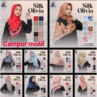MURAH ! HIJAB UMAMA SILK OLIVIA JAHIT TEPI BAHAN POLY SILK PREMIUM JILBAB KERUDUNG SEGI EMPAT SQUARE