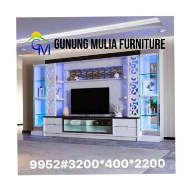 Lemari Hias TV Design Mewah Bahan Kayu MDF Glossy 9952
