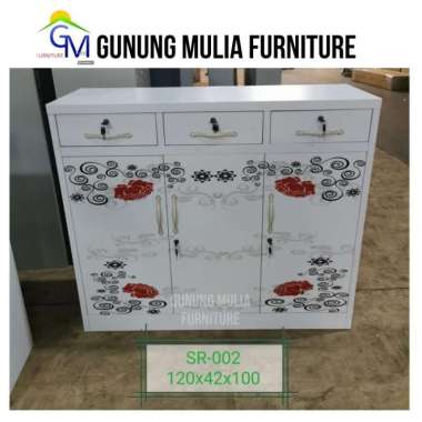Lemari Sepatu Plat Besi 3 Pintu Laci DJ-SR003