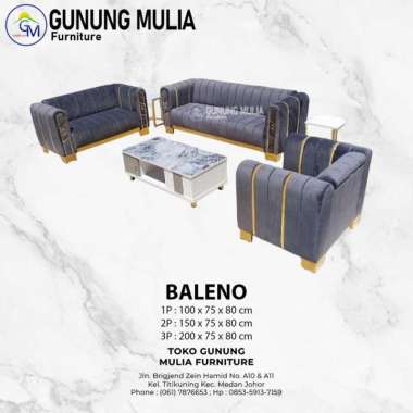 Sofa Tamu 321 Baleno Bahan Baldu Meja Tamu