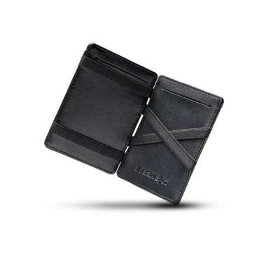 EVERNEXT - DOMPET KULIT PRIA MAGIC WALLET PRIA DOMPET PENDEK LIPAT PRIA DOMPET KARTU PRIA BLACK