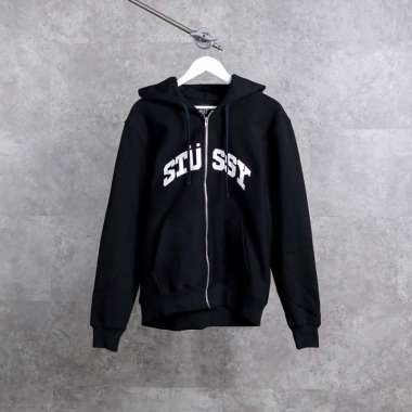 Hoodie STUSSY HALF TEXT WHITE BLACK ZIP HOODIE 100% ORIGINAL M