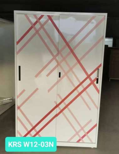 Lemari Pakaian Besi 2 Pintu Sliding / Lemari Baju W12-03n khusus Medan