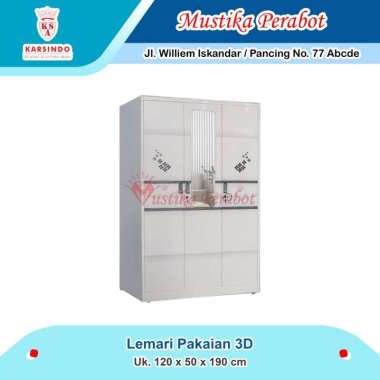 Lemari Pakaian Besi 3D 3 Pintu