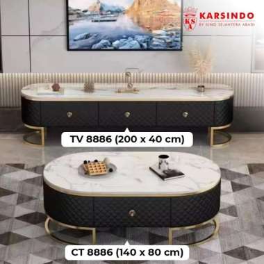 BUFFET + MEJA TAMU IMPORT 8886 Putih