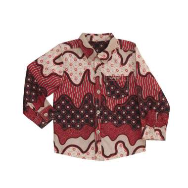 TORIO Long Sleeve Shirt Maroon Batik - Kemeja Batik Lengan Panjang Anak Laki-Laki 2-3Y