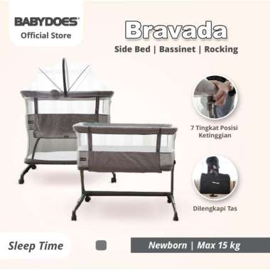 Babydoes Box Bravada Side Bed- Bassinet-Playard Light Grey