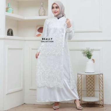 Dress Nandha Satin Silk Mix Brukat | Dress Muslimah Pesta Kondangan Busui Friendly | Gamis Wanita Me
