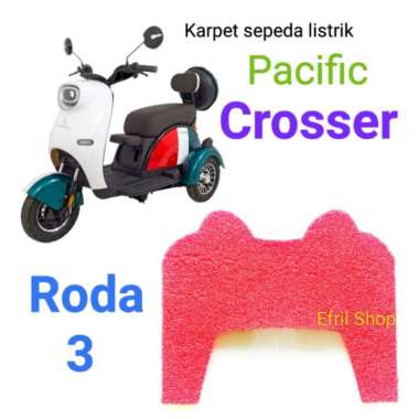 Karpet sepeda listrik roda tiga Pacific Crosser roda 3 Hitam