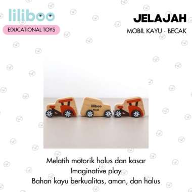 LILIBOO JELAJAH Mainan Edukasi Anak Bayi Balita Montessori Mobil Kayu Tradisional Pretend Play Motor