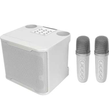 KARAOKE BLUETOOTH SPEAKER WIRELESS 2 MIC TV AUX KTV EQUIPMENT 230 White